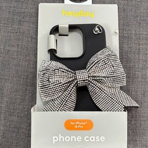 heyday Black Phone Case with Rhinestone Bow Accent